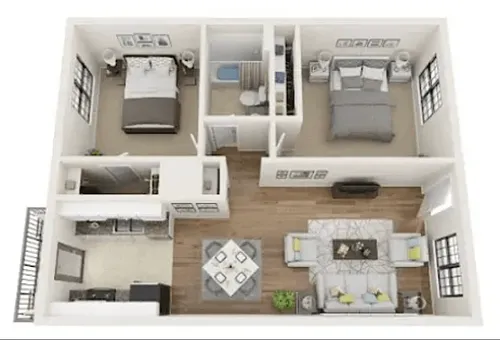 Floor plan 2 Bedroom | 1 Bath