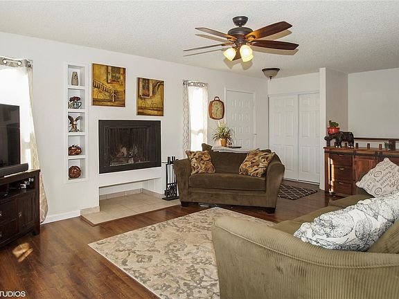 New laminate wood flooring in the spacious living room.