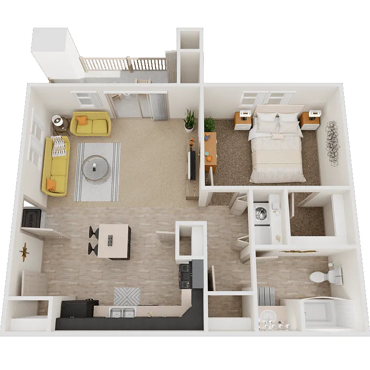 Floor plan 1 Bed 1 Bath Downstairs