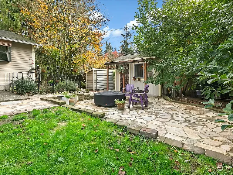 Backyard, stone patio