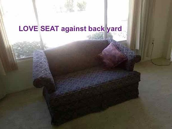 Love seat toward back yard
