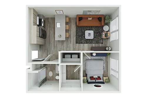 Floor plan 1X1 - 101-A