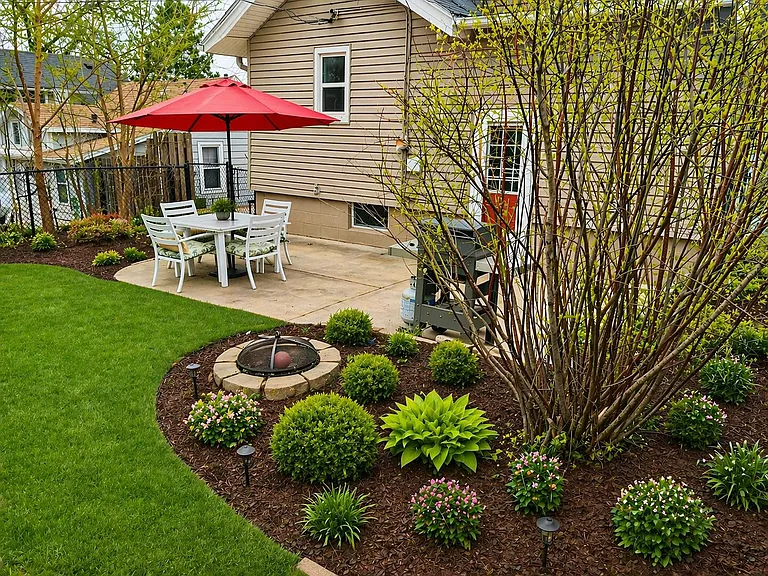 Back yard ready for summer BBQ's.