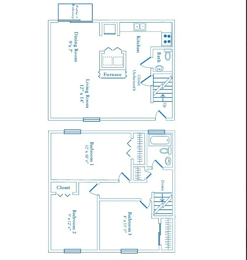Floor plan 3 Bedroom Town House