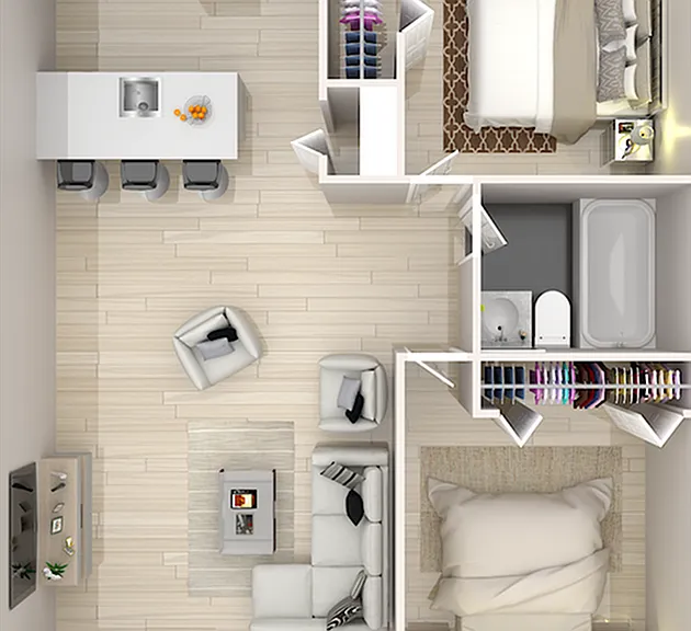 2 Bedroom x 1 Bathroom 2 Bedroom x 1 Bathroom