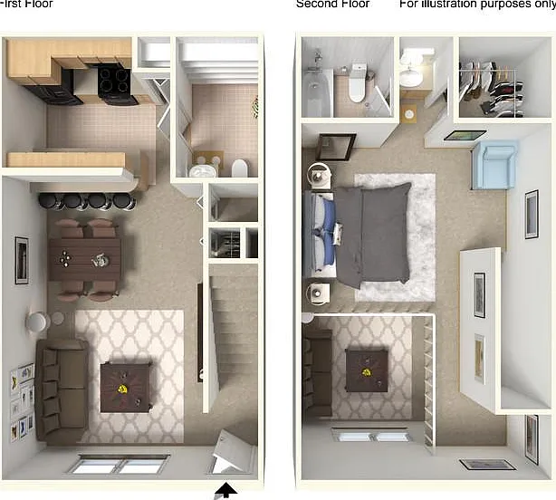 1 bedroom loft with 1.5 bath
