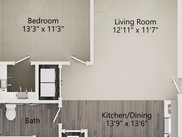 H1 - One Bedroom ADA accessible floor plan Pure OKC