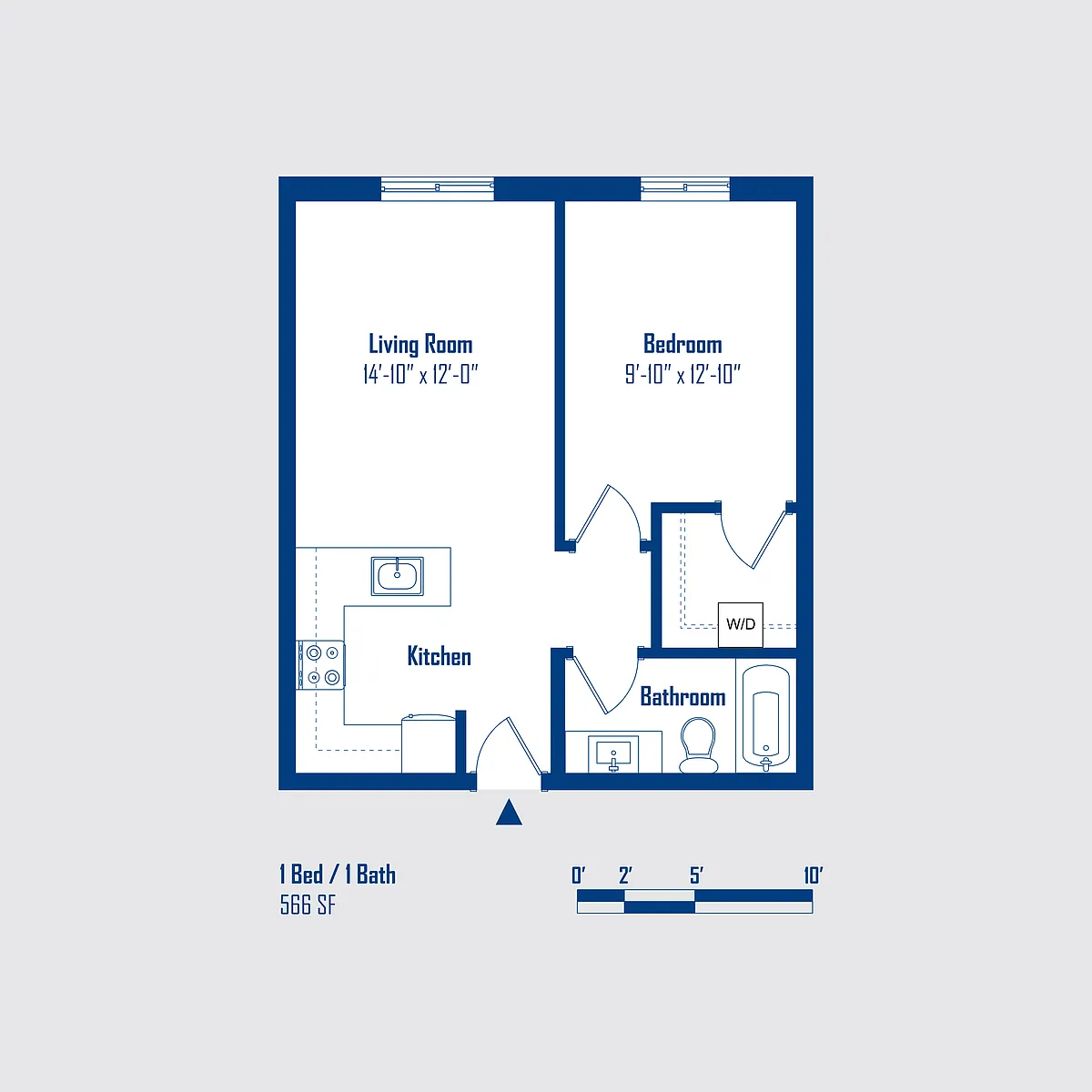 Floor plan Pearl :1 Bed 1 Bath