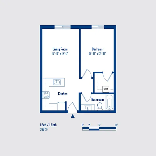 Floor plan Pearl :1 Bed 1 Bath