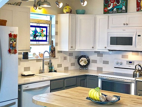 Open kitchen has water views