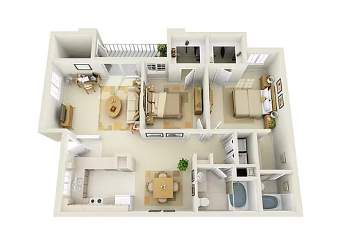 Floor plan 2 Bedroom 2 bathroom