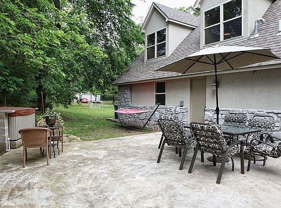 Kitchen with heated travertine floors