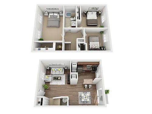 Floor plan 3 Bed 1.5 Bath Townhome