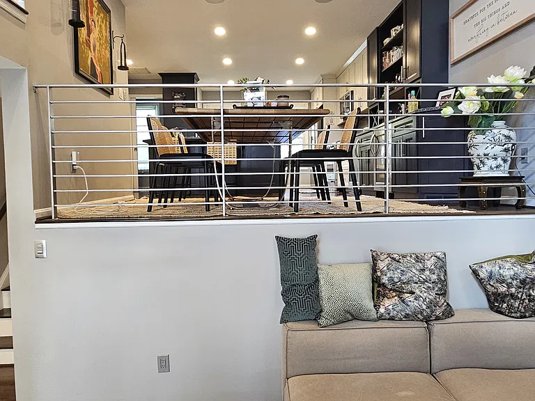 View from living room to kitchen/dining area