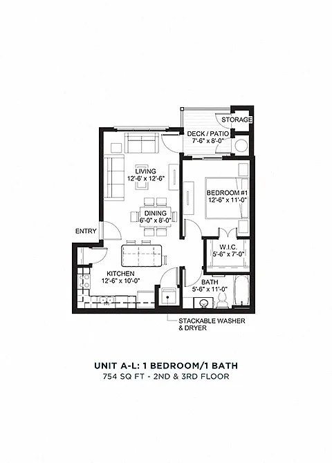 Floor plan One Bedroom - A-L