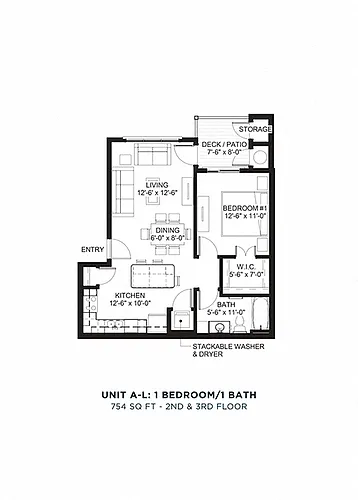 Floor plan One Bedroom - A-L