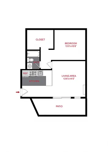 Floor plan 1 Bed 1 Bath (a1)
