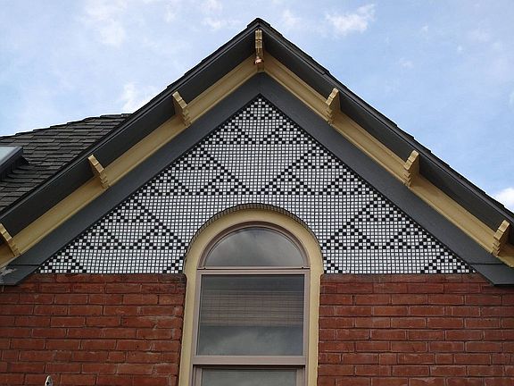 Side gable tile mosaic.