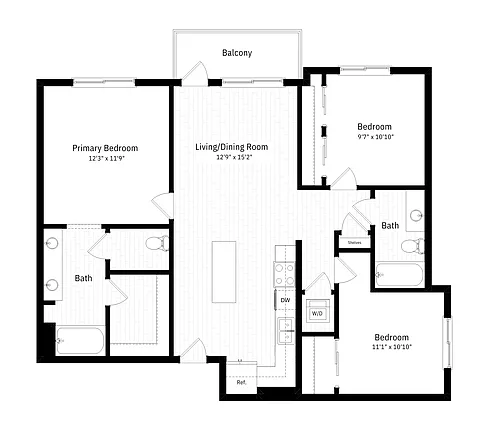 Floor plan 3x2 - 1167 sqft - C2