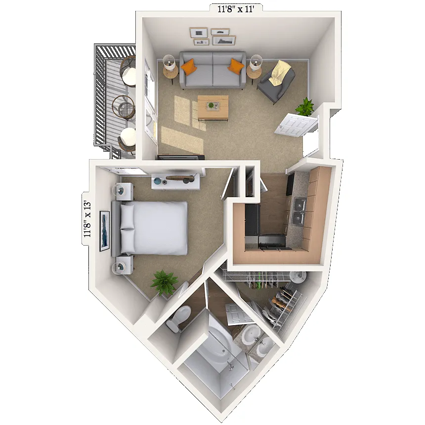 Floor plan Traditional 0x1 538 SF