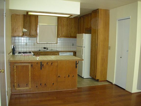 Kitchen with dishwasher, gas stove, hood, pantry and refrigerator