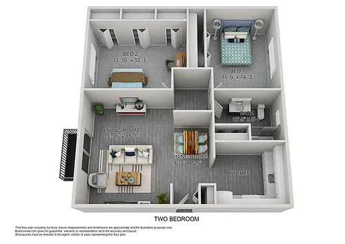 Floor plan Two Bedroom Reno