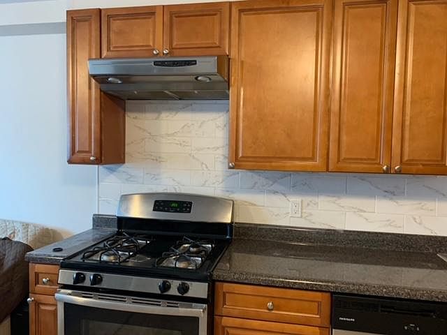 Kitchen with stainless steel appliances