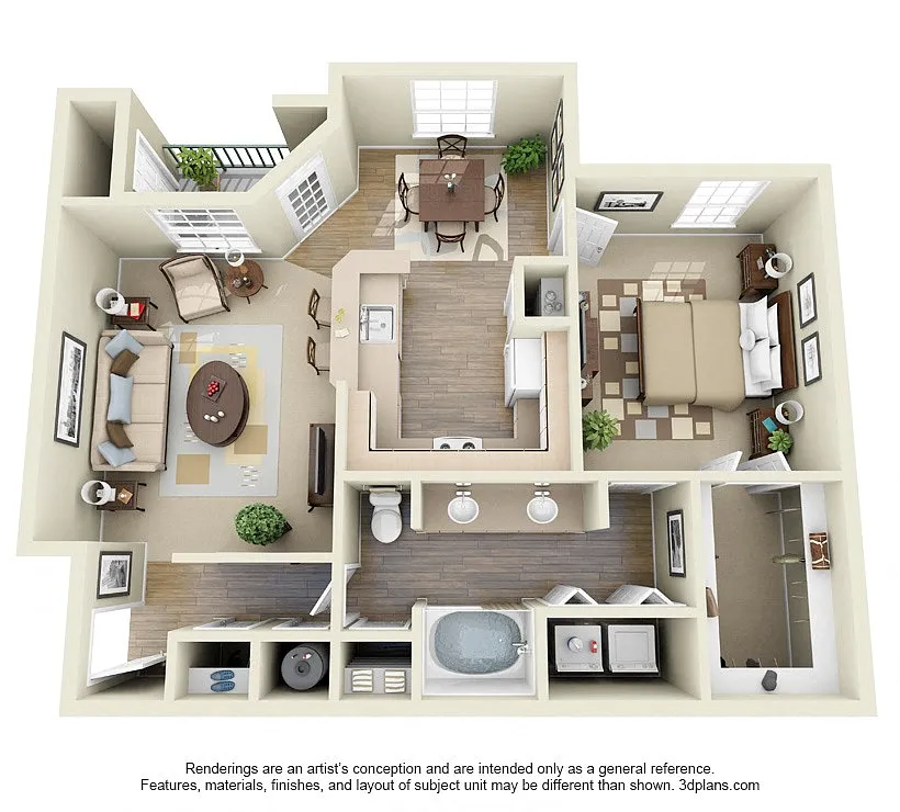 Floor plan 1 Bed x 1 Bath Large A5