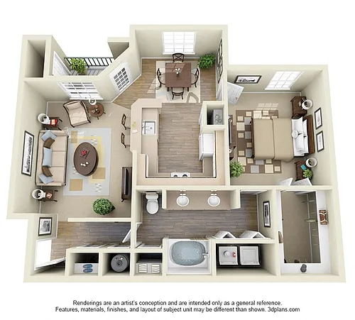 Floor plan 1 Bed x 1 Bath Large A4