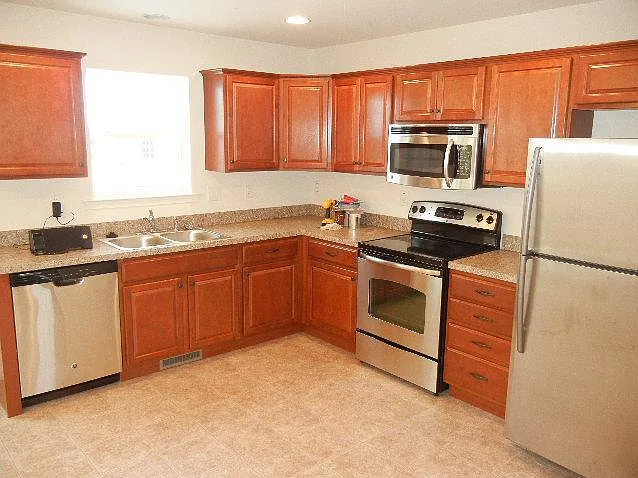 Kitchen with stainless steel appliances