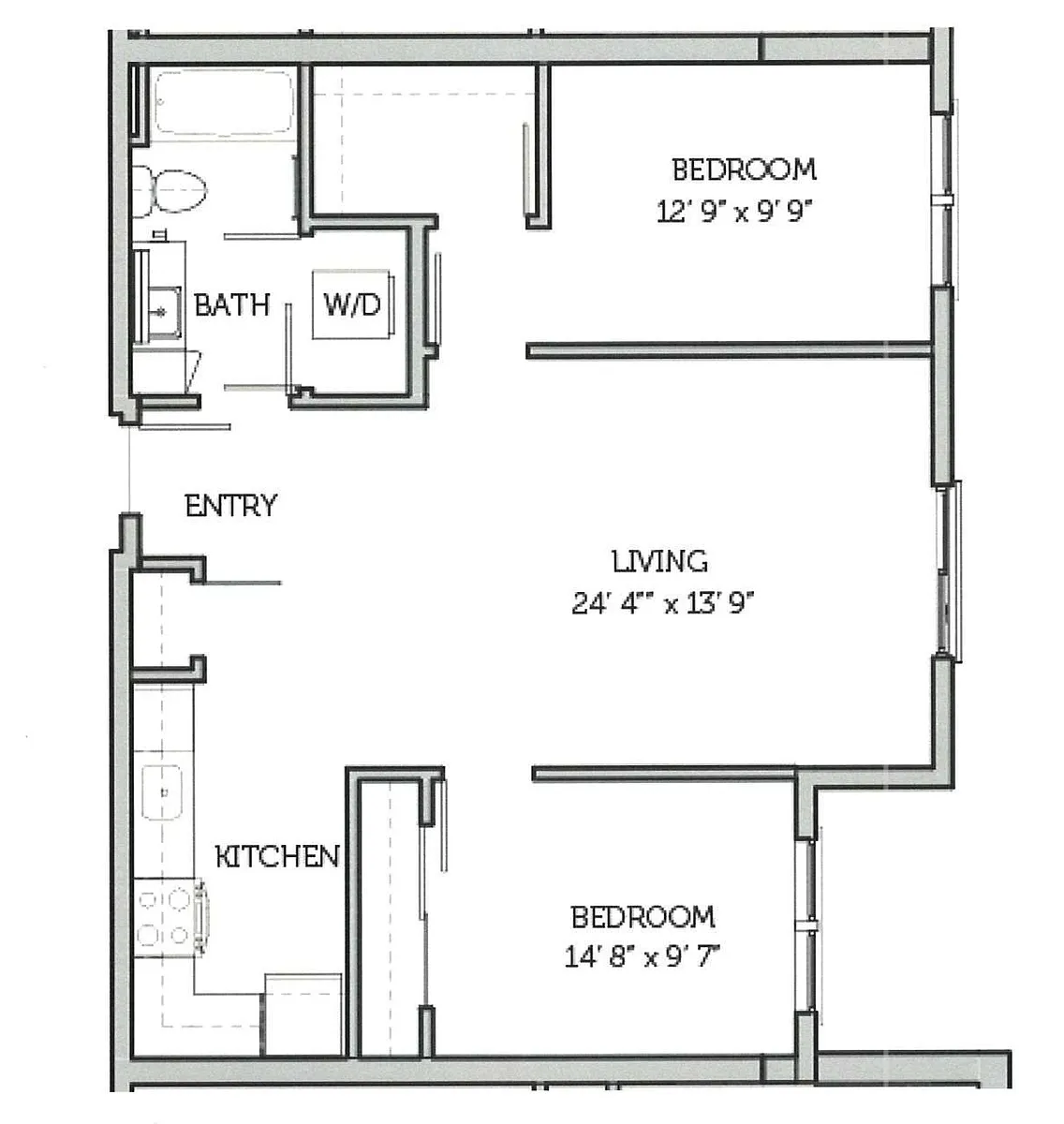 Floor plan 2 Bedroom 1 Bath