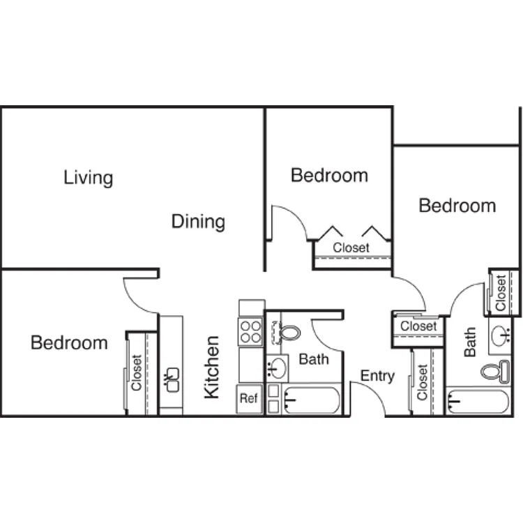 Floor plan 3 Bed 2 Bath