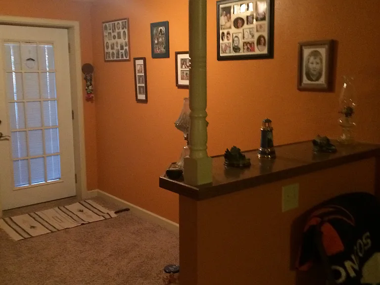 Basement exit to covered porch