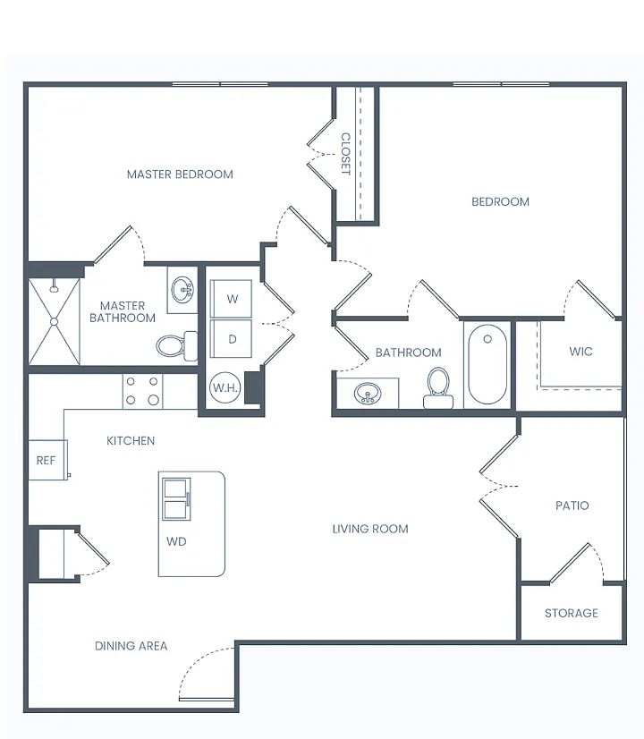 Floor plan Two Bedroom- 1150 Sq Ft