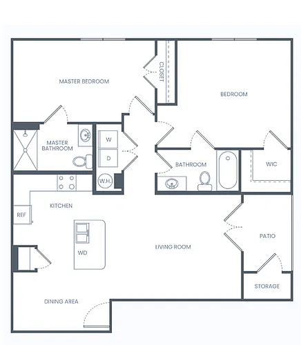 Floor plan Two Bedroom- 1150 Sq Ft