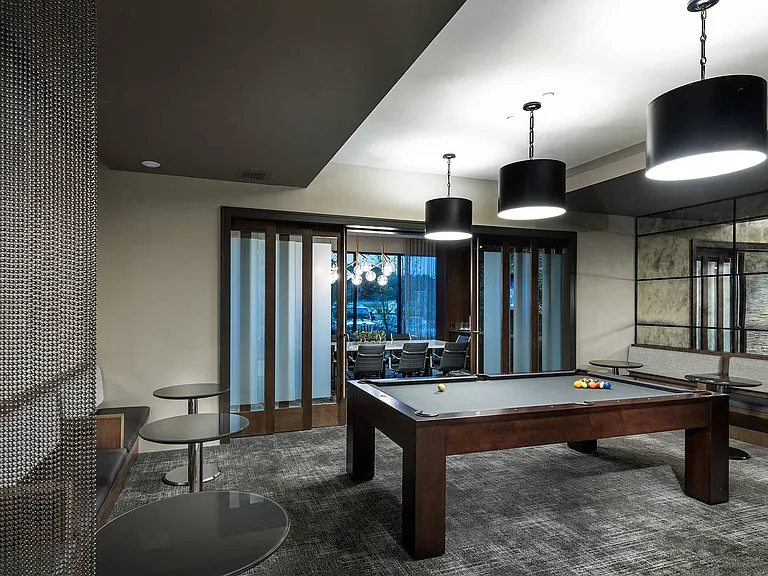 Lounge room with billiards table