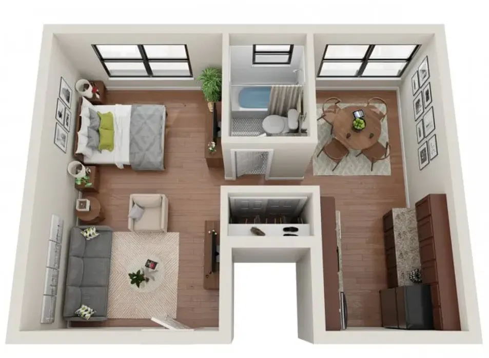 Floor plan H Shaped Studio