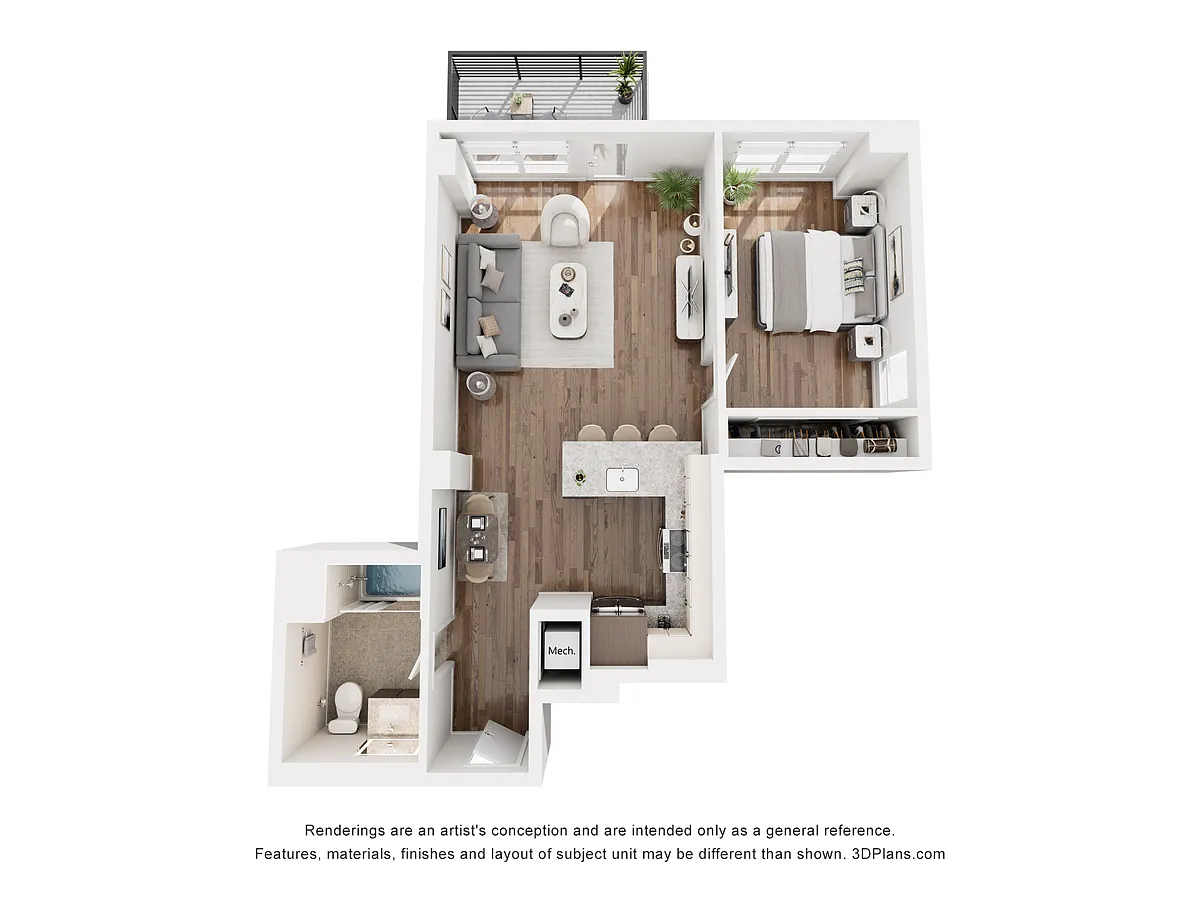 Floor plan G2 - 1 Bedroom