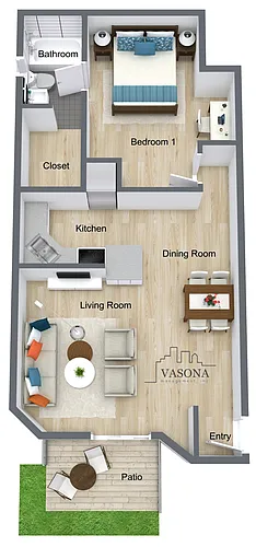 Floor plan 1 Bedroom 1 Bath
