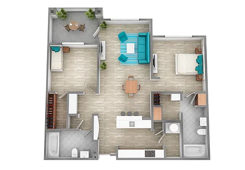 Floor plan B1 The Willow - Two Bedroom, Two Bathroom