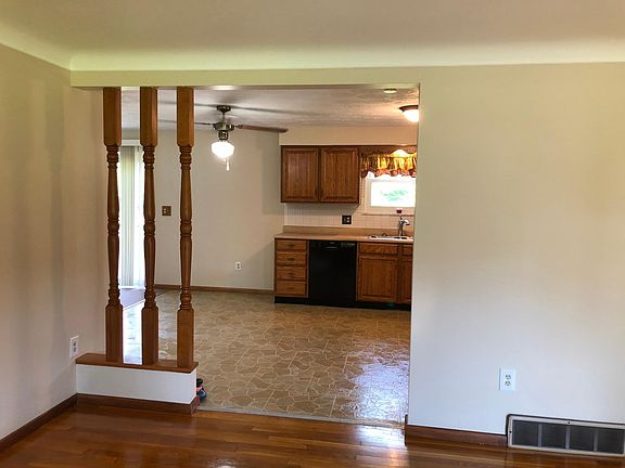 Living room looking into kitchen