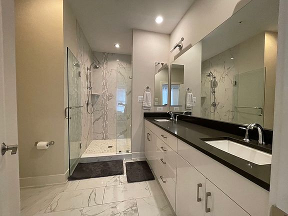 Master Bathroom with double sink, Marble shower