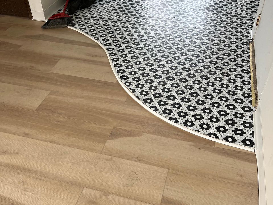 Flooring transition between Dining Room and Living Room