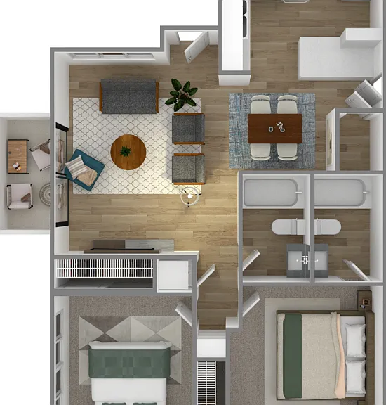 Majorca 2 Bedroom 2 Bath Floorplan Diagram