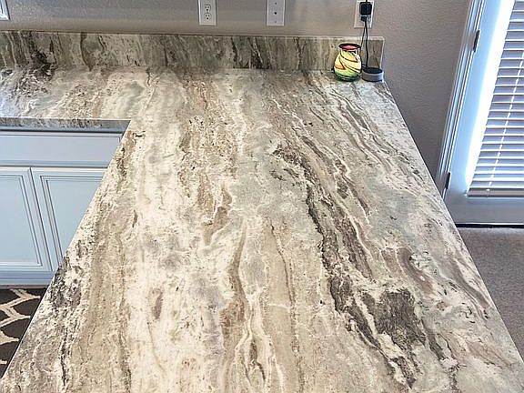 Marble veined countertop