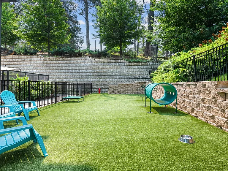 The on-site dog run is perfect for your furry friends to run free and play