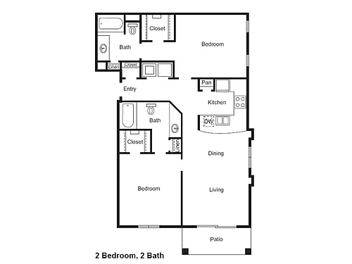 Floor plan 2 Bed, 2 Bath B