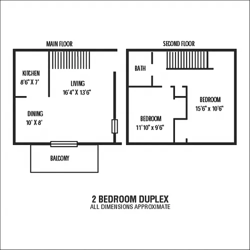 Floor plan 2 Bedroom Duplex 1.5 Bath