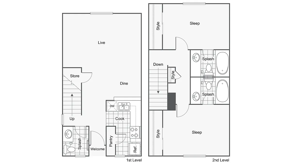 Floor plan 2 Bed 2.5 Bath
