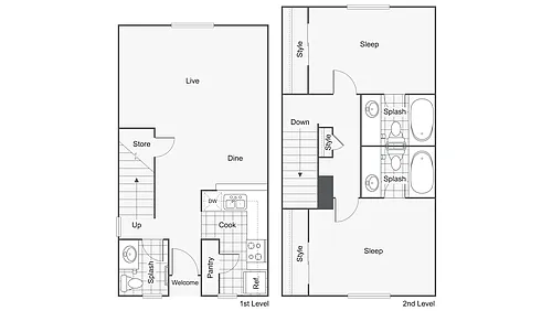Floor plan 2 Bed 2.5 Bath